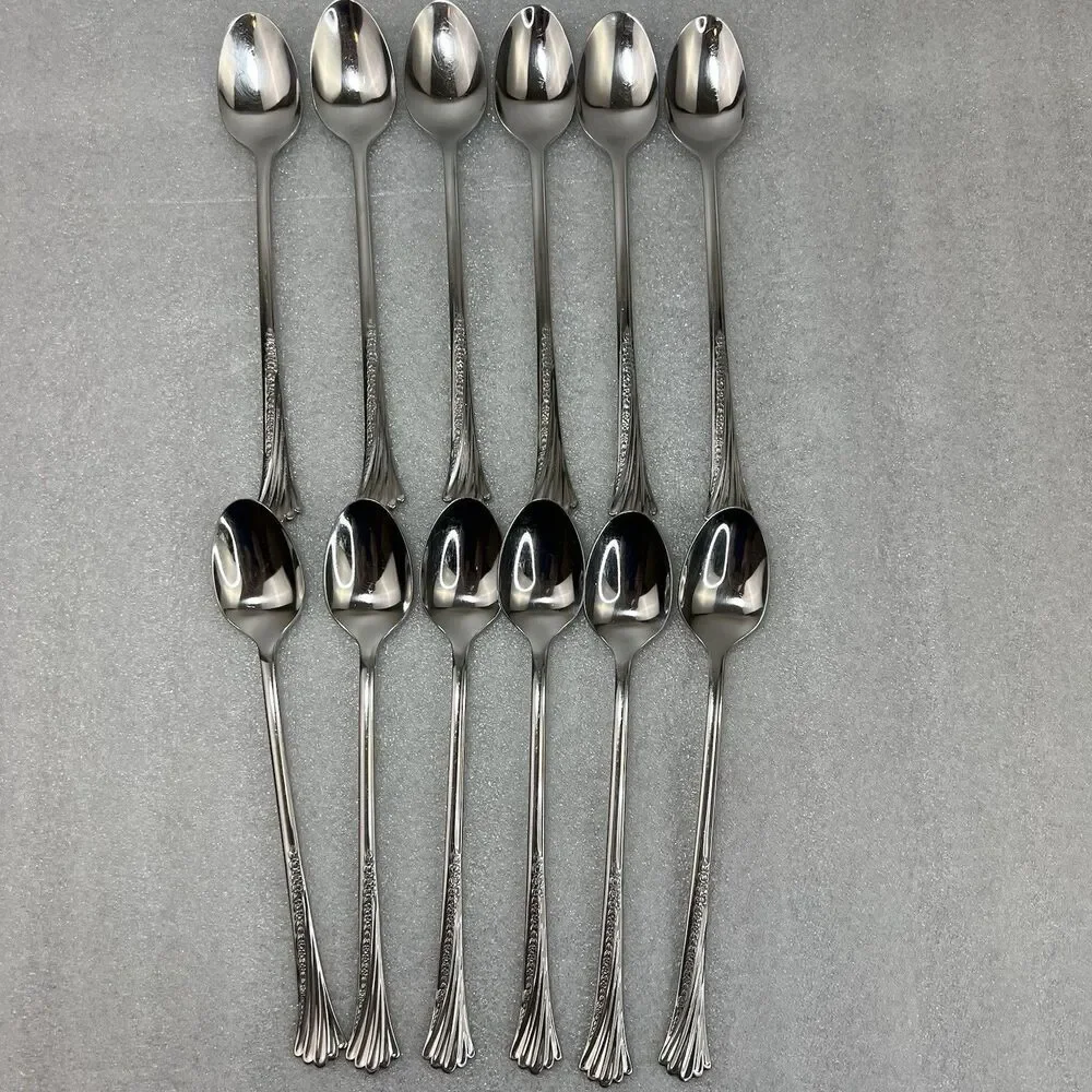 12 ONEIDA Distinction SPRING GLEN Deluxe Stainless Iced Tea Spoons 7 3/8